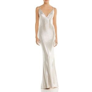 Aidan by Aidan Mattox V neck metallic gown